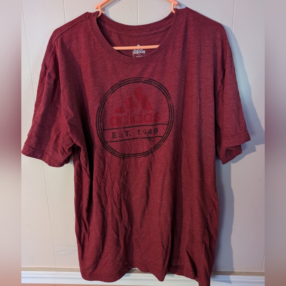 Adidas Mens E S T. 1949 T Shirt Crew Neck Tee Red